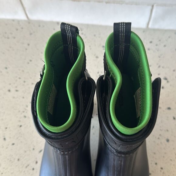 Sorel MEDINA lll Black and Green Rubber Rain Heeled Boots Platform Bold Size 8.5 - Picture 16 of 16
